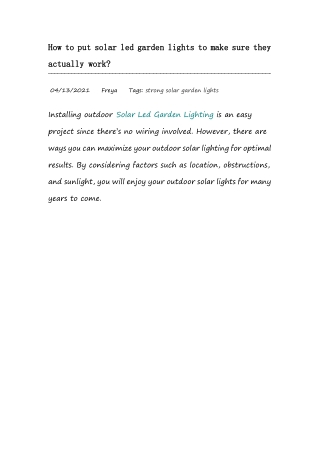 How to put solar led garden lights to make sure they actually work