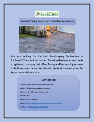 Canberra Paving Contractors | Bluestone Landscapes