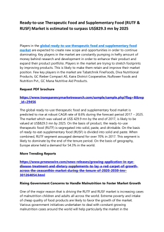 Ready-to-use Therapeutic Food and Supplementary Food (RUTF & RUSF) Market