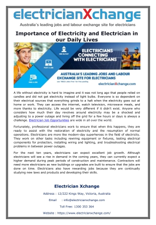 Importance of Electricity and Electrician in our Daily Lives