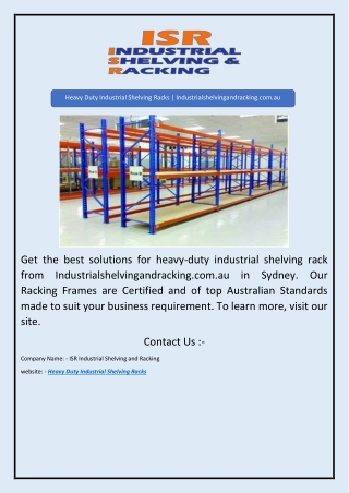 Heavy Duty Industrial Shelving Racks | Industrialshelvingandracking.com.au