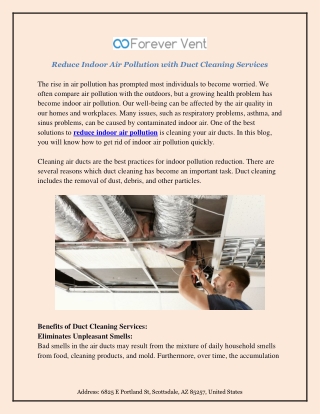 Reduce Indoor Air Pollution with Duct Cleaning Services | Forever Vent