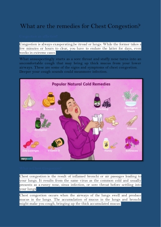 What are the remedies for Chest Congestion