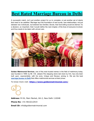 Best Rated Marriage Bureau in Delhi