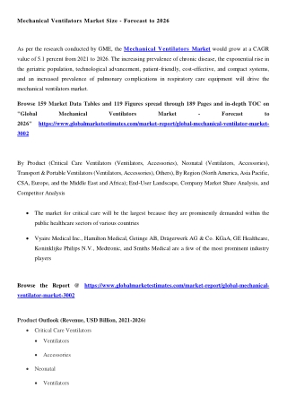 Global Mechanical Ventilator Market - Forecasts to 2026