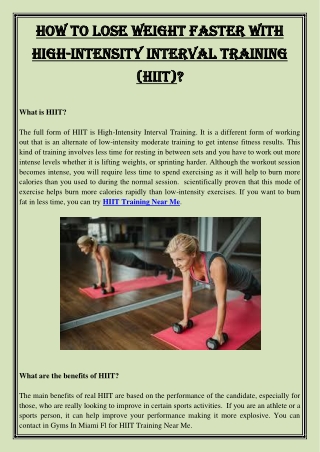 How to Lose Weight Faster With High-Intensity Interval Training (HIIT)