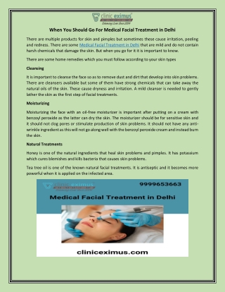When You Should Go For Medical Facial Treatment in Delhi