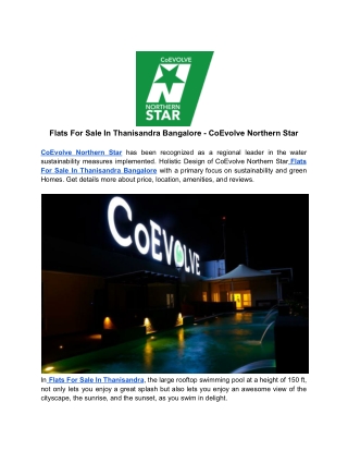Flats For Sale In Thanisandra Bangalore - CoEvolve Northern Star