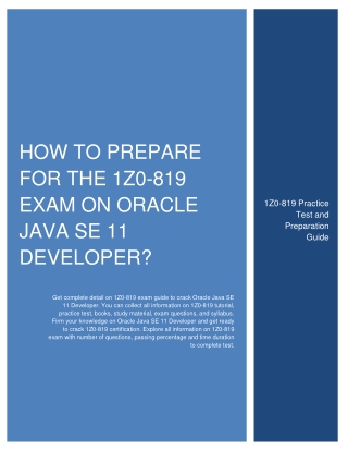 How to prepare for the 1Z0-819 Exam on Oracle Java SE 11 Developer?