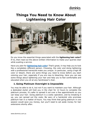 Things You Need to Know About Lightening Hair Color