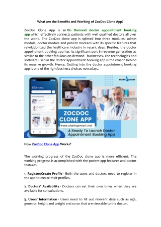What are the Benefits and Working of ZocDoc Clone App?