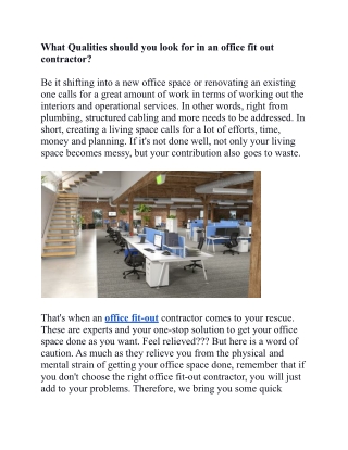 What Qualities You Should Look In An Office Fit Out Contractor .docx