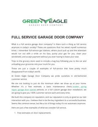 Full Service Garage Door Company