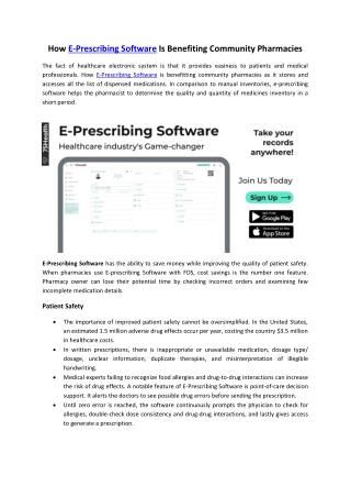 How E Prescribing Software Is Benefitting Community Pharmacies