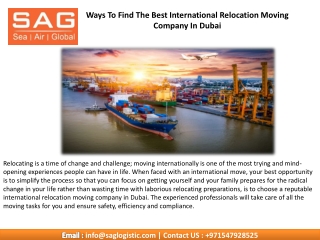 International Relocation Moving Company In Dubai