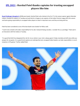 Harshal Patel thanks captains for trusting uncapped players like him