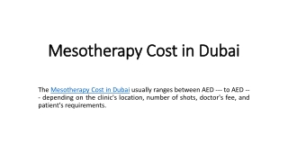 Mesotherapy Cost in Dubai