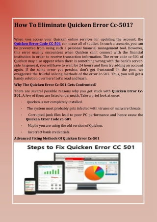 How To Eliminate Quicken Error Cc-501