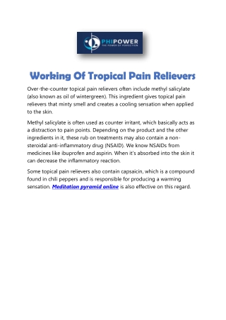 Working of tropical pain relievers