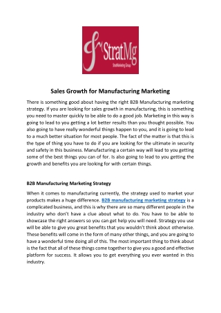 Sales Growth for Manufacturing Marketing