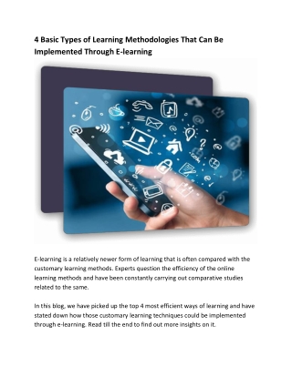 4 basic types of learning methodologies that can be implemented through E-learning