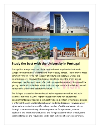 Study the best with the University in Portugal