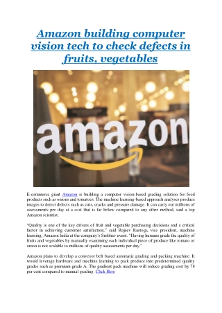 Amazon building computer vision tech to check defects in fruits, vegetables