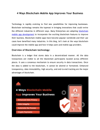 4 Ways Blockchain Mobile App Improves Your Business