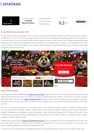 Royal panda casino review