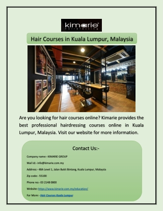 Hair Courses in Kuala Lumpur, Malaysia