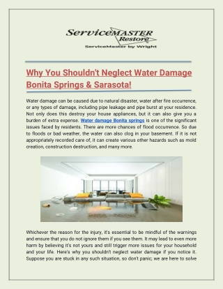 Connect With The Professionals Technicians for Water Damage Sarasota