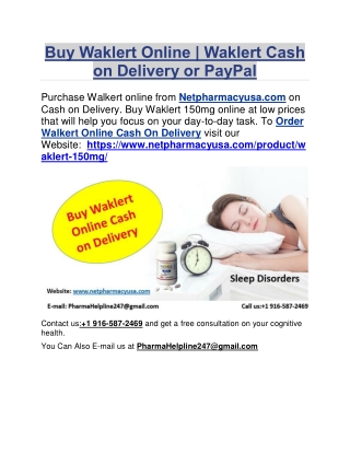 Buy Waklert Online | Waklert Cash on Delivery or PayPal