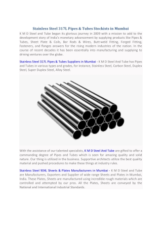 KMDSteel&Tubes - Stainless Steel 317 Round Bar Exporters in Mumbai