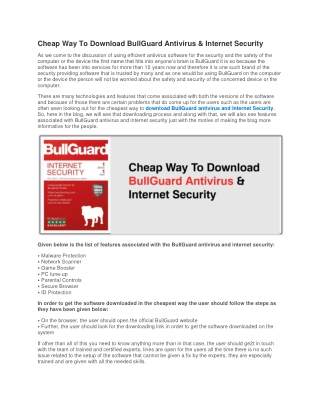 Cheap Way To Download BullGuard Antivirus & Internet Security