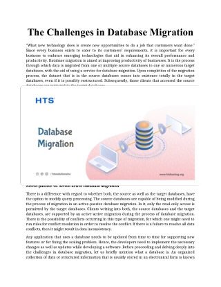 The Challenges in Database Migration