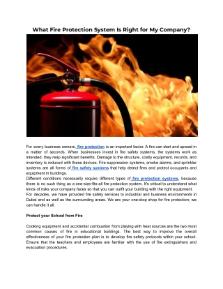 What Fire Protection System Is Right for My Company