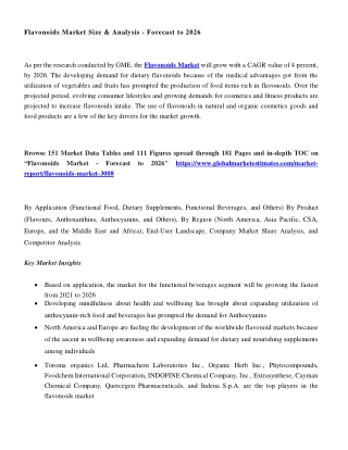 Flavonoids Market Market - Forecasts to 2026