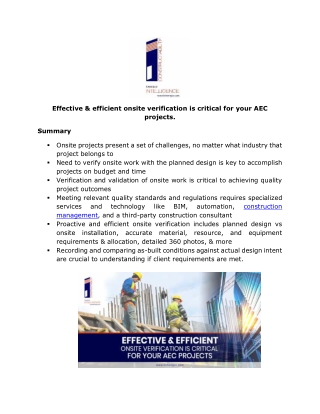 Effective & efficient onsite verification is critical for your AEC projects.