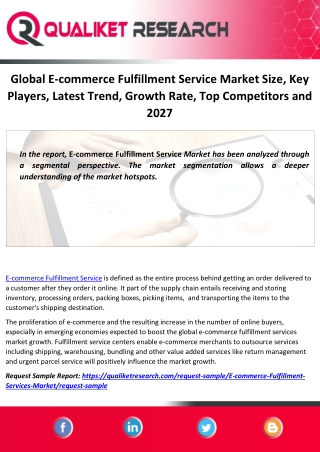 Global E-commerce Fulfillment Service Market Size, Key Players, Latest Trend, Growth Rate, Top Competitors and 2027