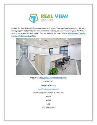 Professional Cleaning Company In Business Bay Dubai  Realviewservice.com