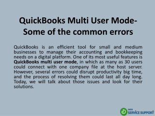 QuickBooks Multi User Mode- Some of the common errors