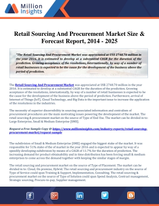 Retail Sourcing And Procurement Market CAGR, Trend, Analysis and Forecast 2025