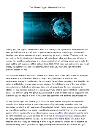 TheFinestCryptoSelectionForYou