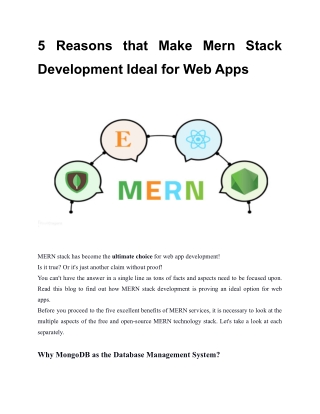 5 Reasons that Make Mern Stack Development Ideal for Web Apps