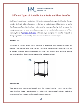 Different Types of Portable Stack Racks and Their Benefits