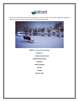 Snow Removal in Coquitlam | Limitless Snow Removal