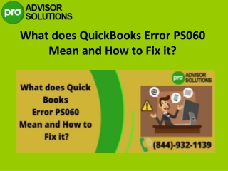 QuickBooks Error PS060| Detailed Guide to overcome