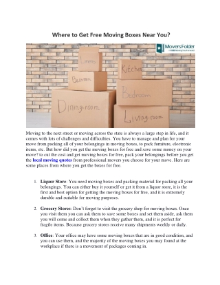 Where to Get Free Moving Boxes Near You?