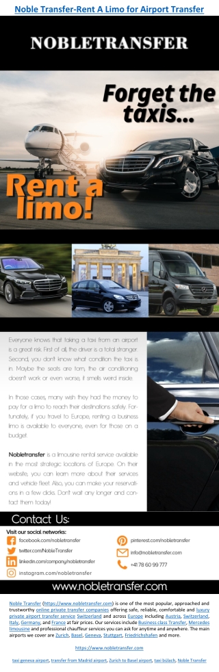Noble Transfer-Rent A Limo for Airport Transfer