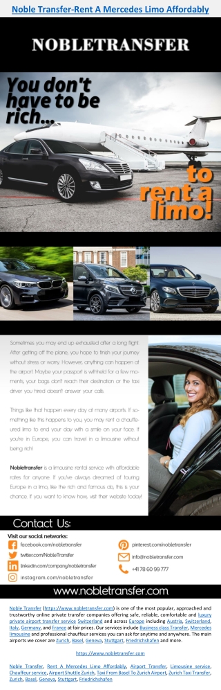 Noble Transfer-Rent A Mercedes Limo Affordably